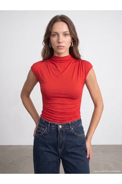 Dilvin 33211 Bra-Free Gathered Detailed Top