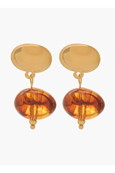FAV Gold Tone Embellished Drop Earrings with Pushback Closure