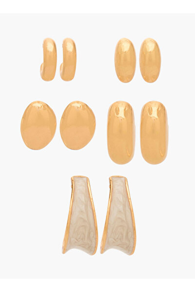 FAV Pack of 5 Enamel Hoop Earrings with Pushback Closure