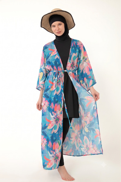 medipek Patterned Pareo on Hijab Swimsuit