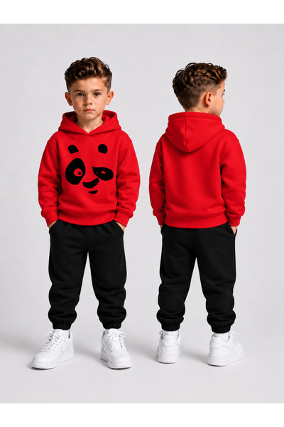 LORVEX Children's Hooded Sweatshirt Tracksuit Set 2-Piece Printed Top and Bot...