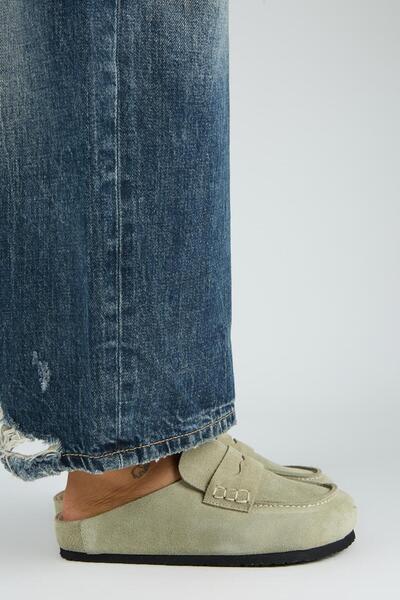 Manijero Ziva 2 Γυναικείες παντόφλες από γνήσιο δέρμα Loafer Sabo Aqua Green