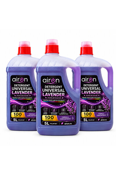 airon.ro Pachet 3x Detergent Lichid Universal AirON Lavandă 5L – 15L, până la...