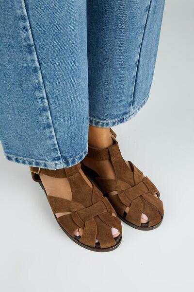 Manijero Lolie Women's Genuine Leather Caged Tan Sandals