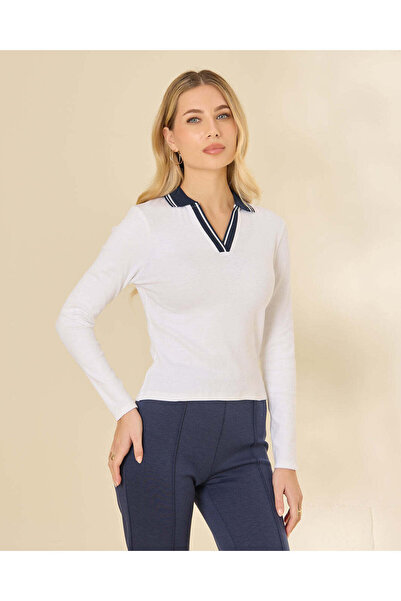 REDTAG قميص نسائي أبيض بأكمام طويلة