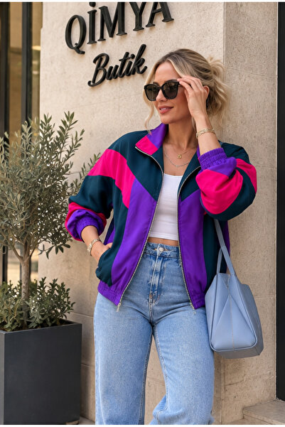 QİMYA BUTİK KEYYMOD Γυναικείο παλτό 80's Color Block Oversize σε πολύχρωμες α...