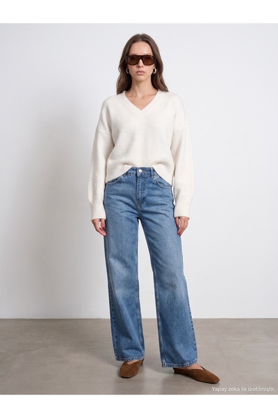 Dilvin 72374 100% Cotton Wide Leg Jeans