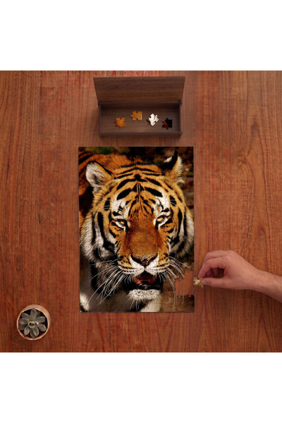 puntodizayn Roaring Tiger - Big Cat Design 240 Piece Wooden Puzzle in Wooden ...