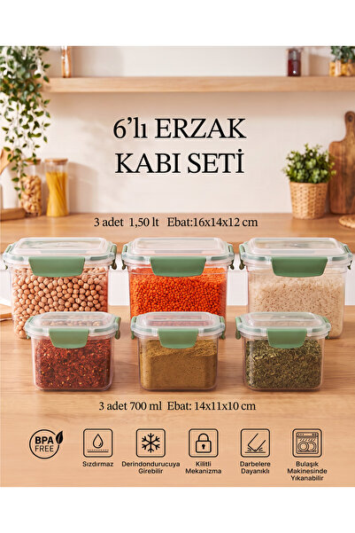 MAXİFRESH 6-Piece Food Container Kitchen Organizer Sklama Container
