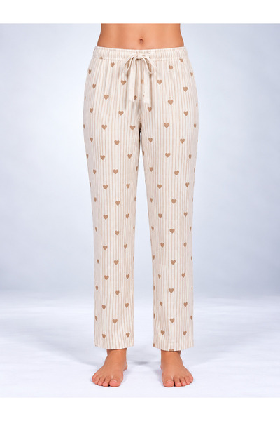 Serena Pantaloni de pijama de dama inimi crem