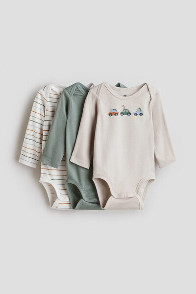 H&M 3'lü Pamuklu ve Zarf Yakalı Body