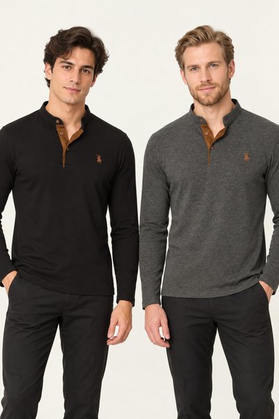 Dewberry Men's Cotton Sweatshirt Set of 2 Anthracite-Black V4009
