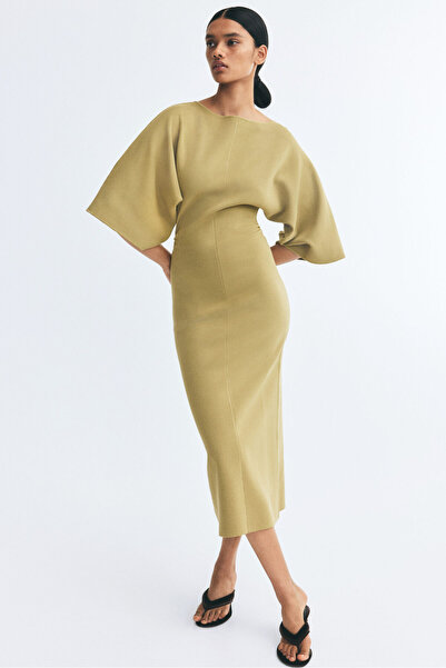H&M Drapeli Midi Elbise