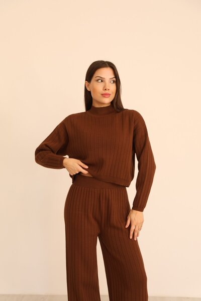 İKLİM LİFE Ribbed Crop Trousers Double Set