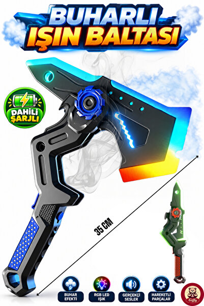 giffy Oyuncak Işın Baltası ,LED Işıklı RGB,Buhar Atan ,Dahili Şarjlı ,Ses ve ...