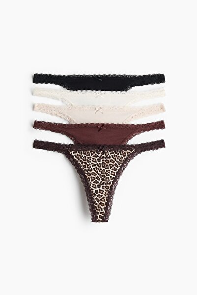 H&M 5'li Pamuklu Tanga Thong Külot