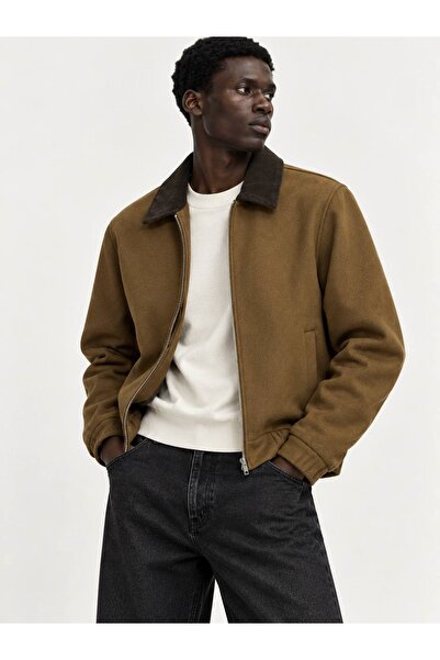 LTC Jeans Men's Tan Zippered Lined Cashmere Coat Jacket