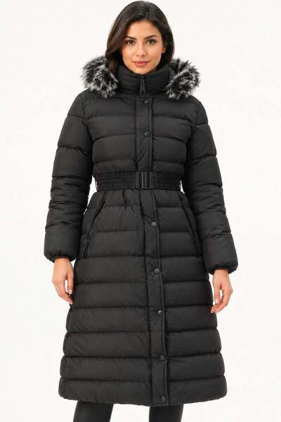 Dewberry Z9779 Coat-Black-1