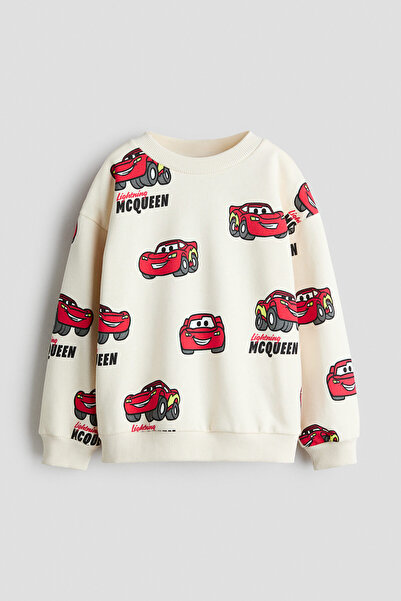 H&M Baskılı ve İçi Tüylü Sweatshirt