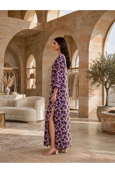 IKKXA Floral Block Print Pleated Jalabiya