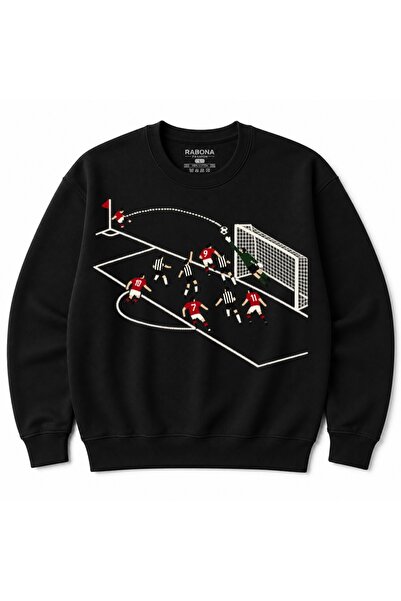 Rabona Fashion Кът за последните минути – Червено-черен суичър с графика от ф...