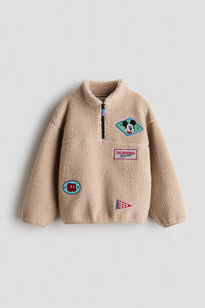 H&M Yarım Fermuarlı Pelüş Sweatshirt