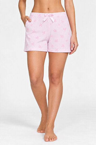Serena Short damă pijama, roz, imprimeu fundițe