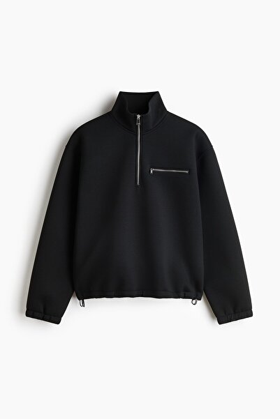 H&M Yarım Fermuarlı Scuba Sweatshirt Relaxed Fit