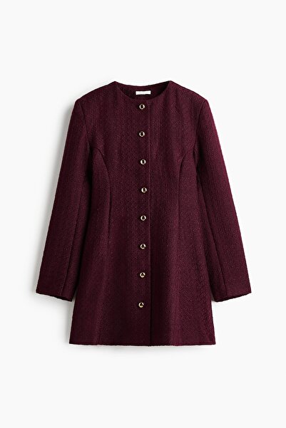 H&M Önü Düğmeli Bukle Dokuma Elbise