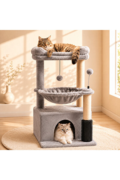 Smart Vibe KATO FreshPaw Cat Play Set, Self-Cleaning Brush, Panoramic Bed, Li...