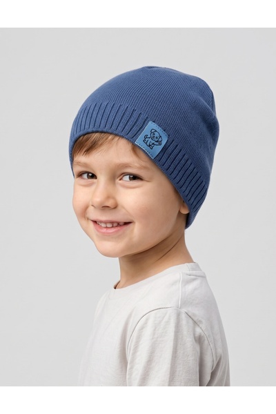 MiniKids Caciula baietei tricotata, albastru pal