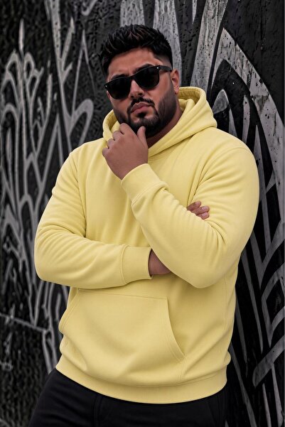 Oksit Ανδρικό φούτερ με κουκούλα Bery Plus Size, βασικό, με δύο κλωστές, τσέπ...