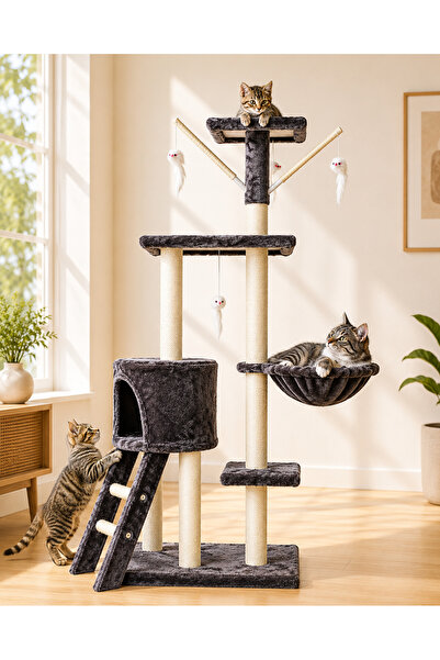 Smart Vibe KATO PawCanopy Cat Playset, SoftNest Hanging Hammock, 138 Cm, Dark...