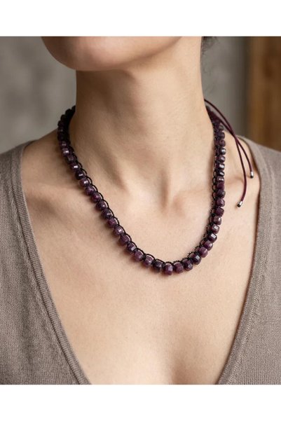 ZEY Natural Ruby Stone Steel Tip Adjustable Special Design Women's Necklace