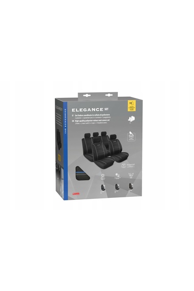 Lampa Huse scaune auto negre cu inserții albastre, set 4 bucăți