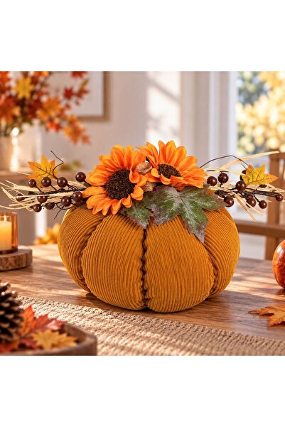 OEM Velvet Decorative Pumpkin with Ornaments Ø24x18cm