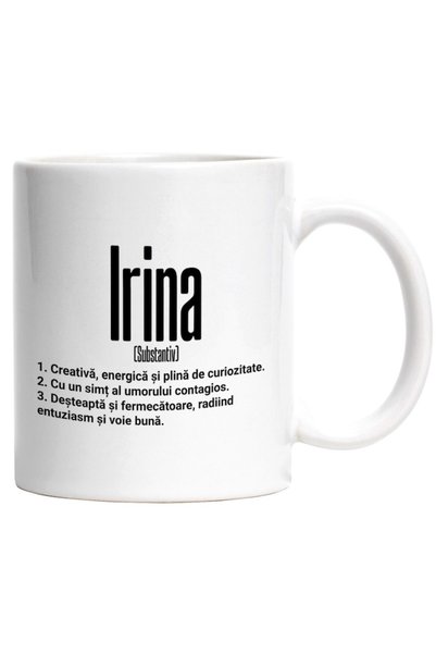 INOVATIX Personalized white mug, Name Irina, and, Creative, Smart, Curious, F...