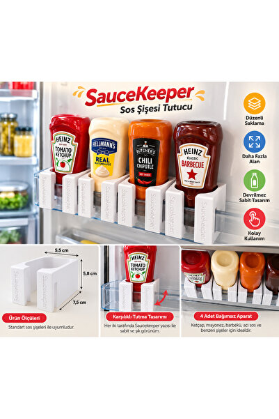 SauceKeeper – 4’lü Buzdolabı Sos Şişesi Tutucu