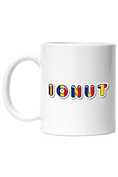 INOVATIX Cana alba personalizata,Numele Ionut,Romania,Suporter,Steagul Romani...