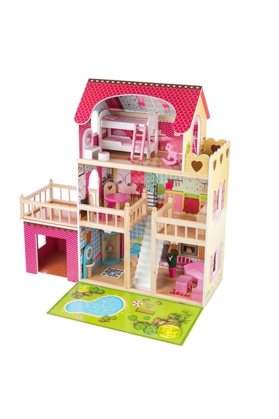 kinderplay CASĂ DE PĂPUȘI DIN LEMN GS0020 - MARE, REZISTENTĂ!