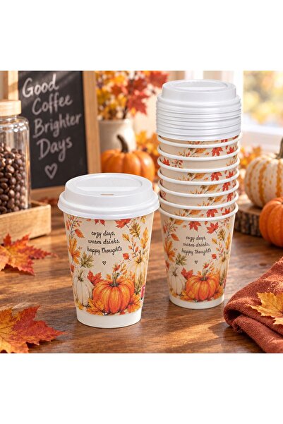 OEM Pahare din Carton pentru Cafea cu Capac 360ml - 10buc