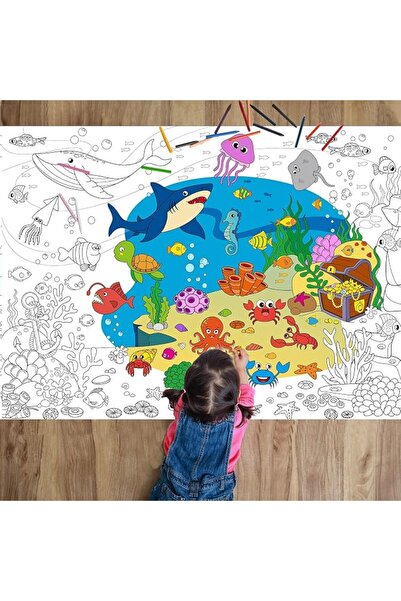 TERRIFI Giant Ocean Coloring Poster for Kids, Large Tablecloth Art and Crafts...