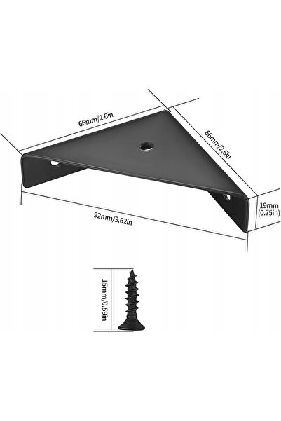 NO BRAND 10x Colțare metalice negre pentru mobilier, set 9,2 x 6,6 x 1,9 cm