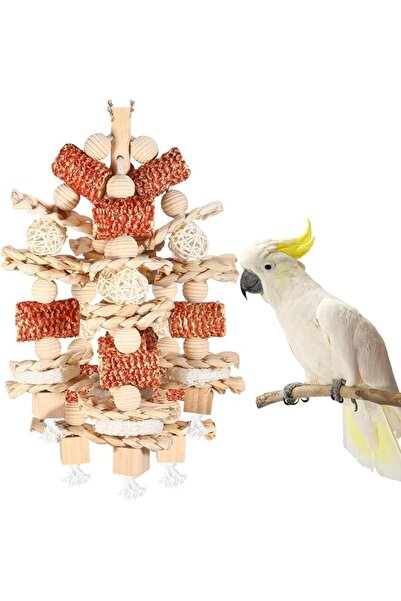 KASTWAVE Bird Toys, Natural Corn Cob and Loofah Slices for Large Parrots, Lik...