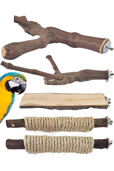 CENXI 5PCS Large Bird Perch Stand, Natural Wood Pole Standing Paw Grinding Fo...