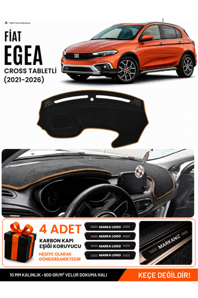 e-biz Fi̇at Egea Cross (2021-2026) Compatible Torpedo Cover with Tablet - Bla...