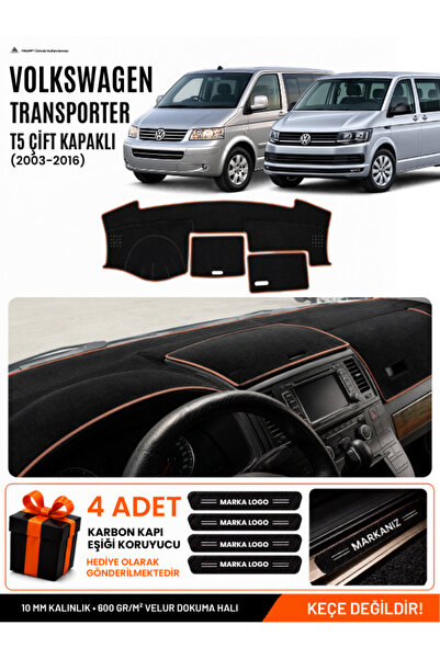 e-biz Volkswagen Transporter T5 Double Cab (2003-2016) Dashboard Cover - Blac...