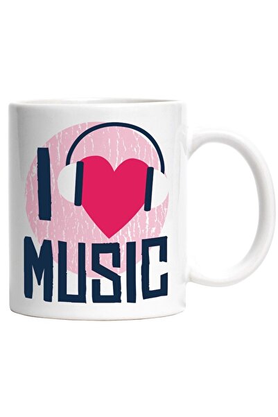 INOVATIX Cana alba personalizata, I Love Music,Casti,Inima,Iubitori De Muzica...