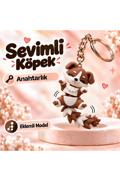 Sevimli Köpek Eklemli Anahtarlık