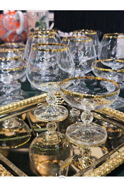 P&ORA PREMIUM KITCHEN PRODUCTS Sterna Real Gold 6-Piece Crystal Turkish Delig...